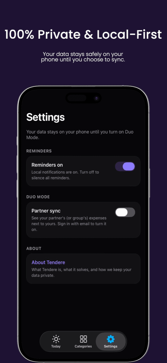 Tendere app feature